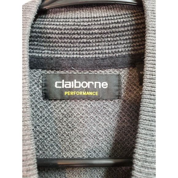 Claiborne Performance Sweater Mens Large Gray Waffle Knit Long Sleeve 1/4 Zip - Picture 7 of 8